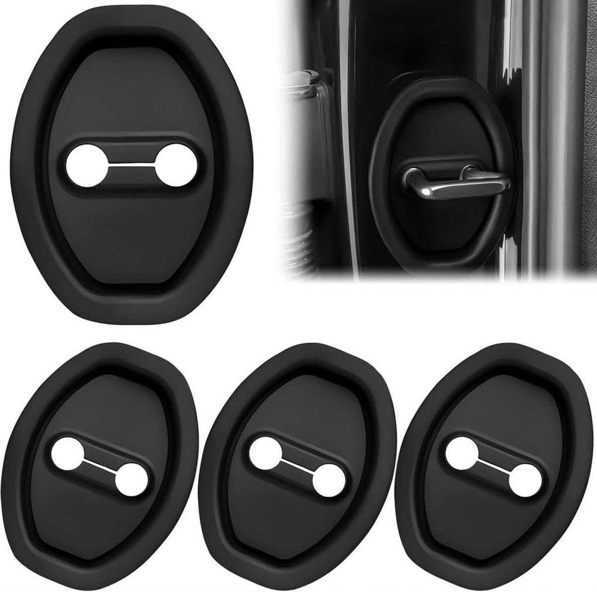 Silicone Car Door Lock Protector Covers, Shock Absorption Pads for Car Door Latches, Anti-Scratch Silicone Lock Protective Covers, Noise Reduction Accessories for Car Doors, Universal Fit Design, 4 Pcs
