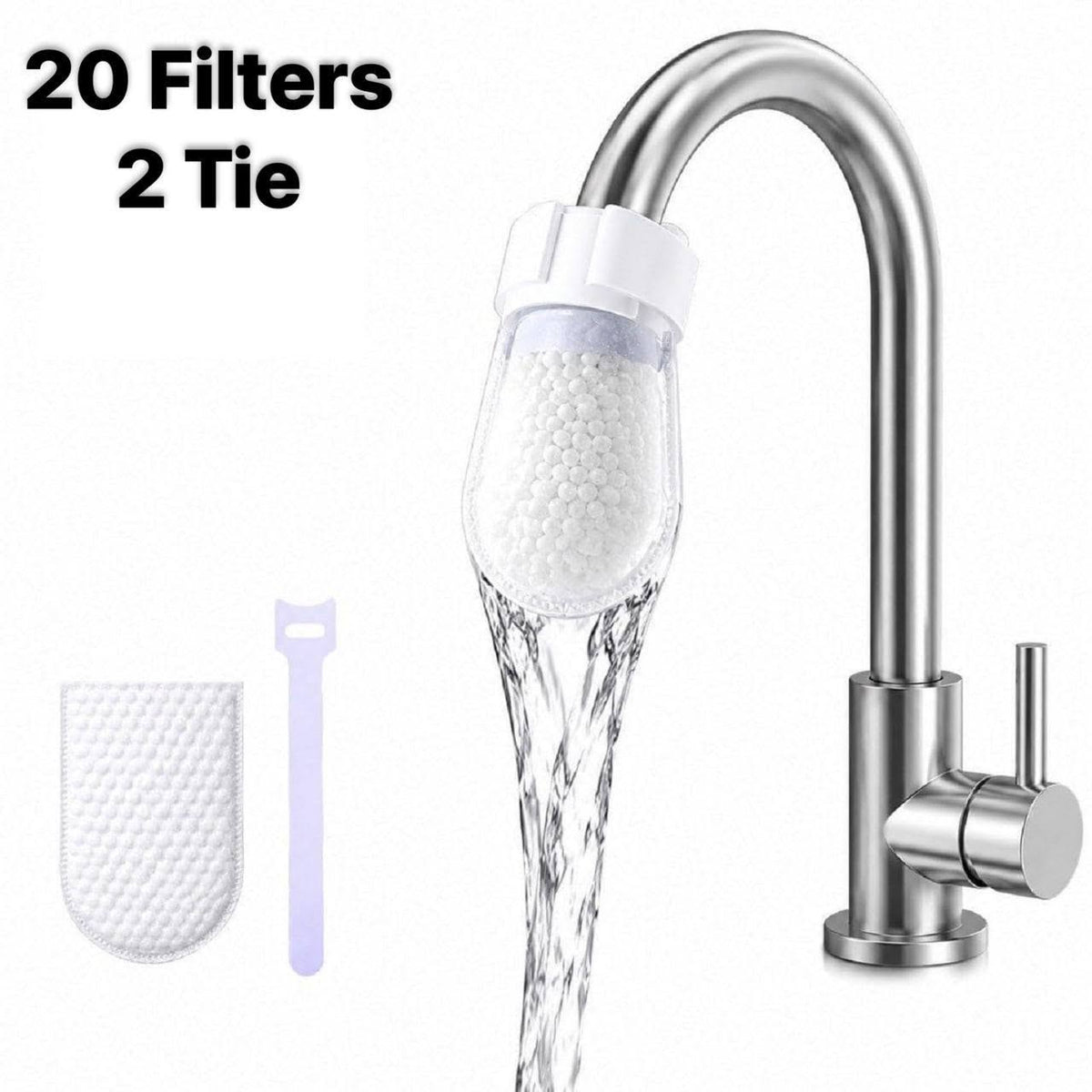 Cotton Faucet Water Filter Covers with 2 Ties, Double Layer Spun Cotton Mesh Filter Bags, Reusable and Disposable Tap Filter Covers for Kitchen and Bathroom Sink Faucets, Sediment and Impurity Filtering Mesh, 20 Pcs