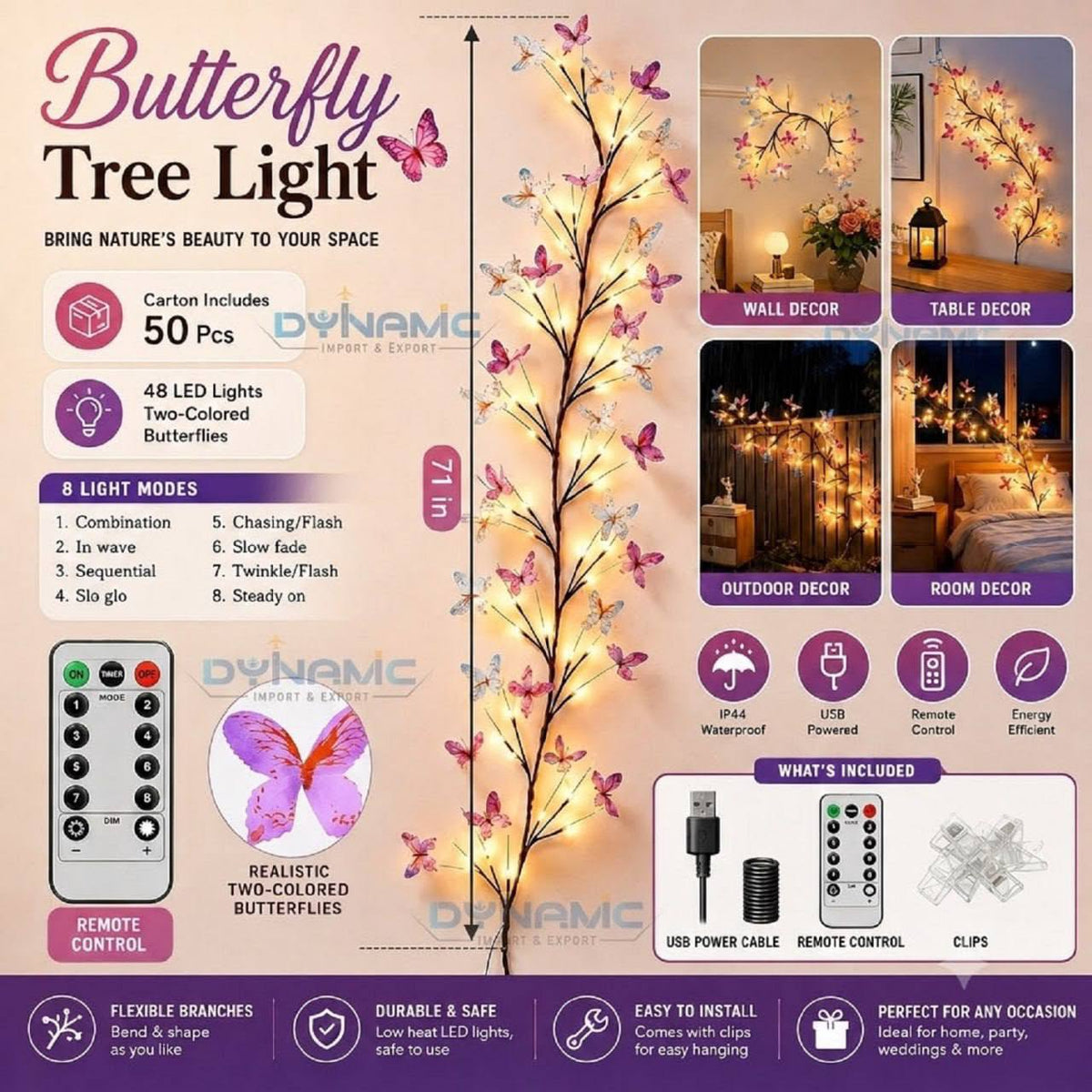 LED Butterfly Tree Branch Light, Artificial Willow Vine Fairy Lights with Lifelike Butterfly Design, Flexible Twinkling LED Branch Lights, Decorative Wall Mounted String Light for Bedroom, Living Room, Party and Home Decor